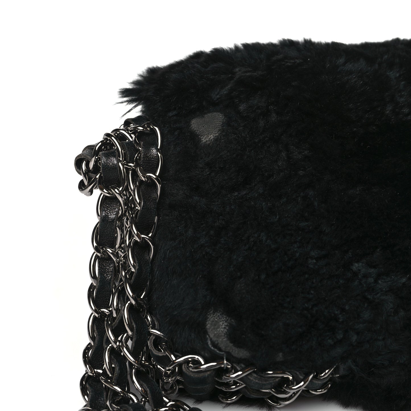 Orylag Rabbit Fur Triple Chain Single Flap Black
