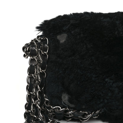 Chanel Orylag Rabbit Fur Triple Chain Single Flap Black 10 of 11
