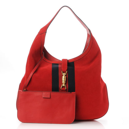 Gucci Soft Suede Web Large Jackie Hobo Red 3 of 8