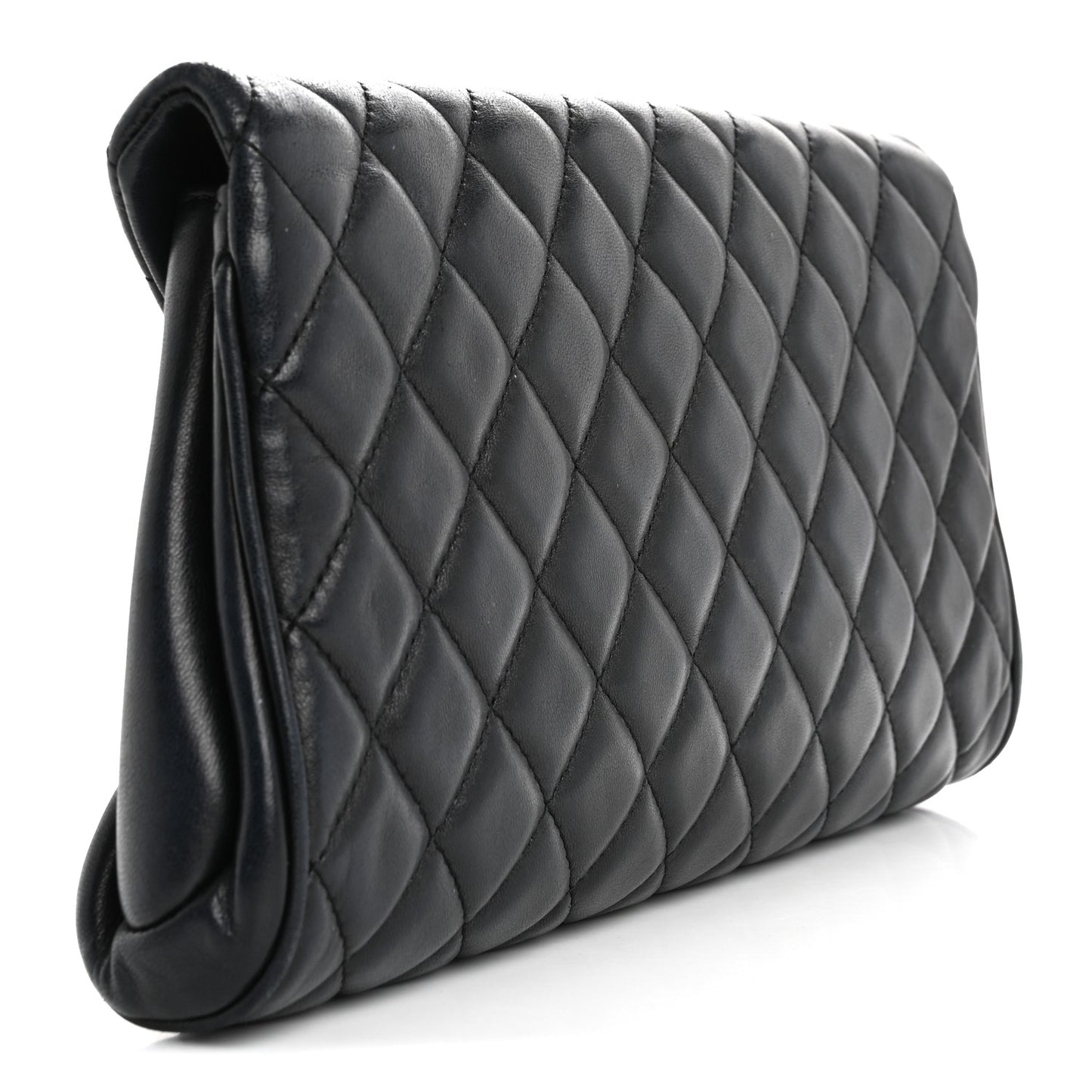 Lambskin Quilted Fold Up Again Clutch Dark Blue