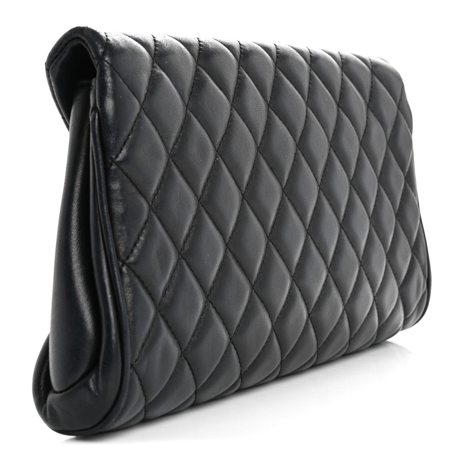 Chanel Lambskin Quilted Fold Up Again Clutch Dark Blue 3 of 14