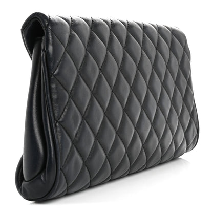 Chanel Lambskin Quilted Fold Up Again Clutch Dark Blue 3 of 14