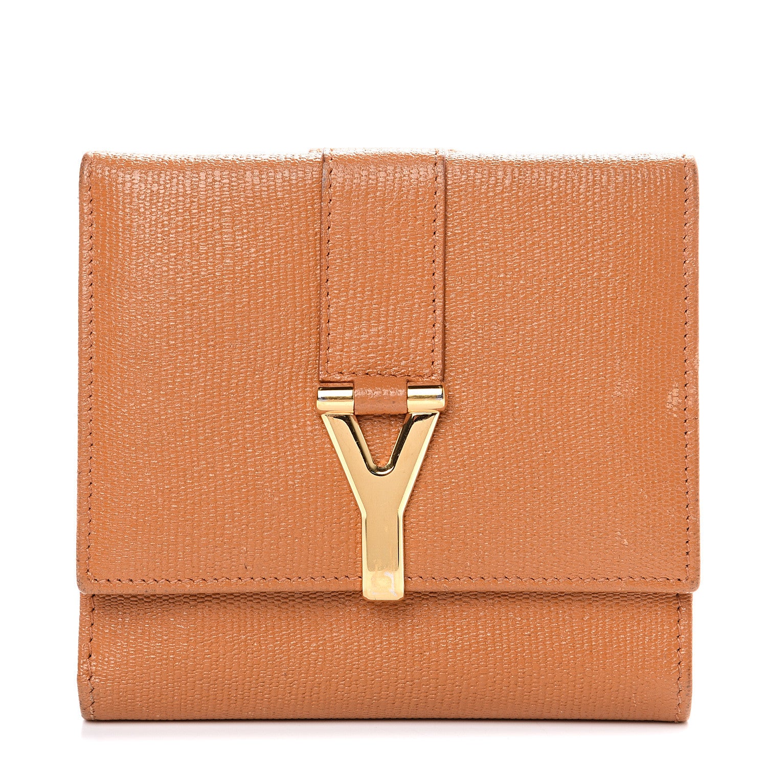 Saint Laurent Coated Calfskin Classic Y Compact Wallet Brown 1 of 12