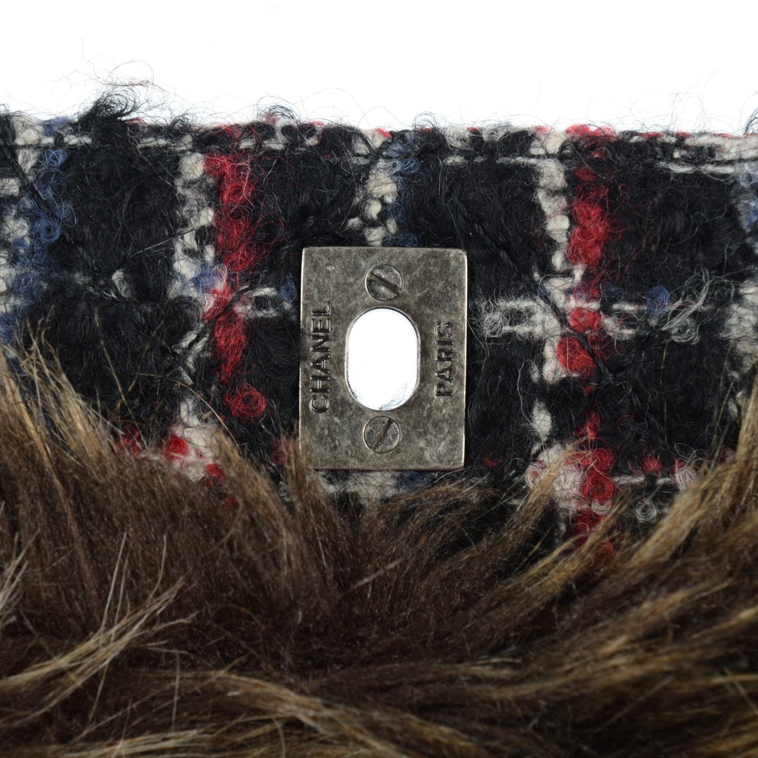Chanel Tweed Arctic Fantasy Fur Flap Blue Red 5 of 9