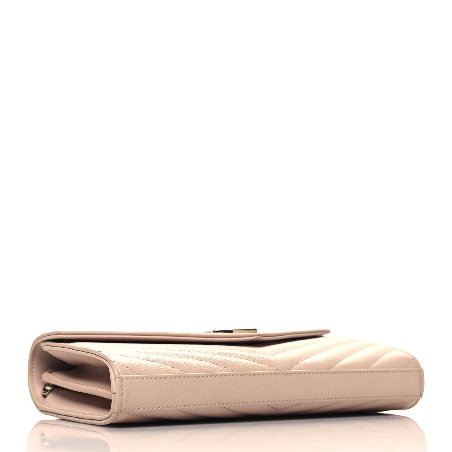 Saint Laurent Grain De Poudre Matelasse Chevron Monogram Chain Wallet Pale Pink 4 of 10