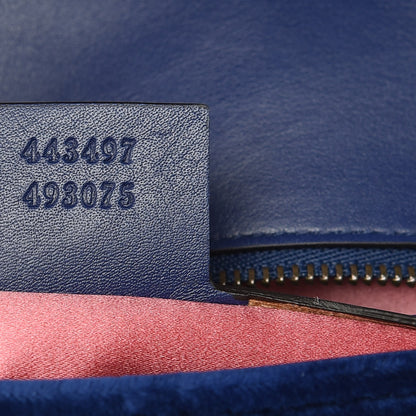 Gucci Velvet Matelasse Small GG Marmont Shoulder Bag Cobalt Blue 8 of 13