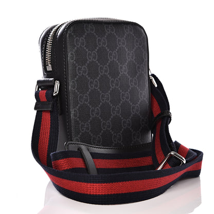 Gucci GG Supreme Monogram Appia Calfskin Web Small Camera Messenger Bag Black Grey 2 of 9