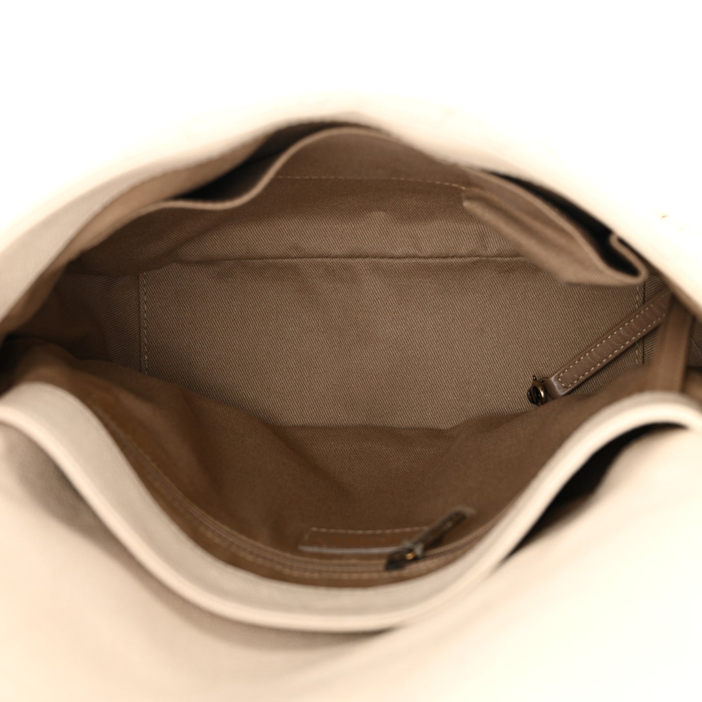 Crumpled Grained Calfskin Medium Coco Pleats Messenger Flap Dark White