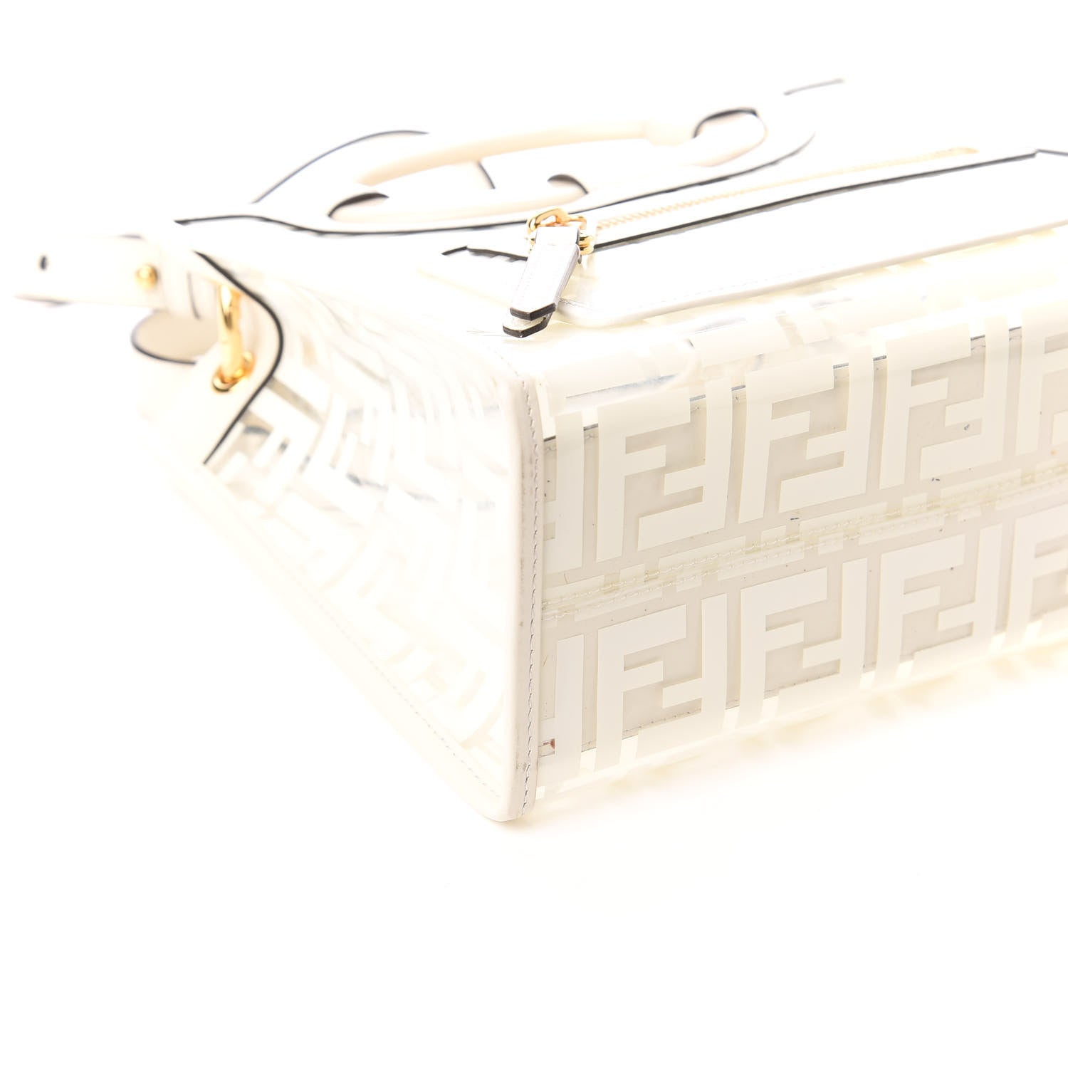 Fendi TPU FF Vitello Century Plexiglass Small Runaway Shopper Tote White 7 of 8