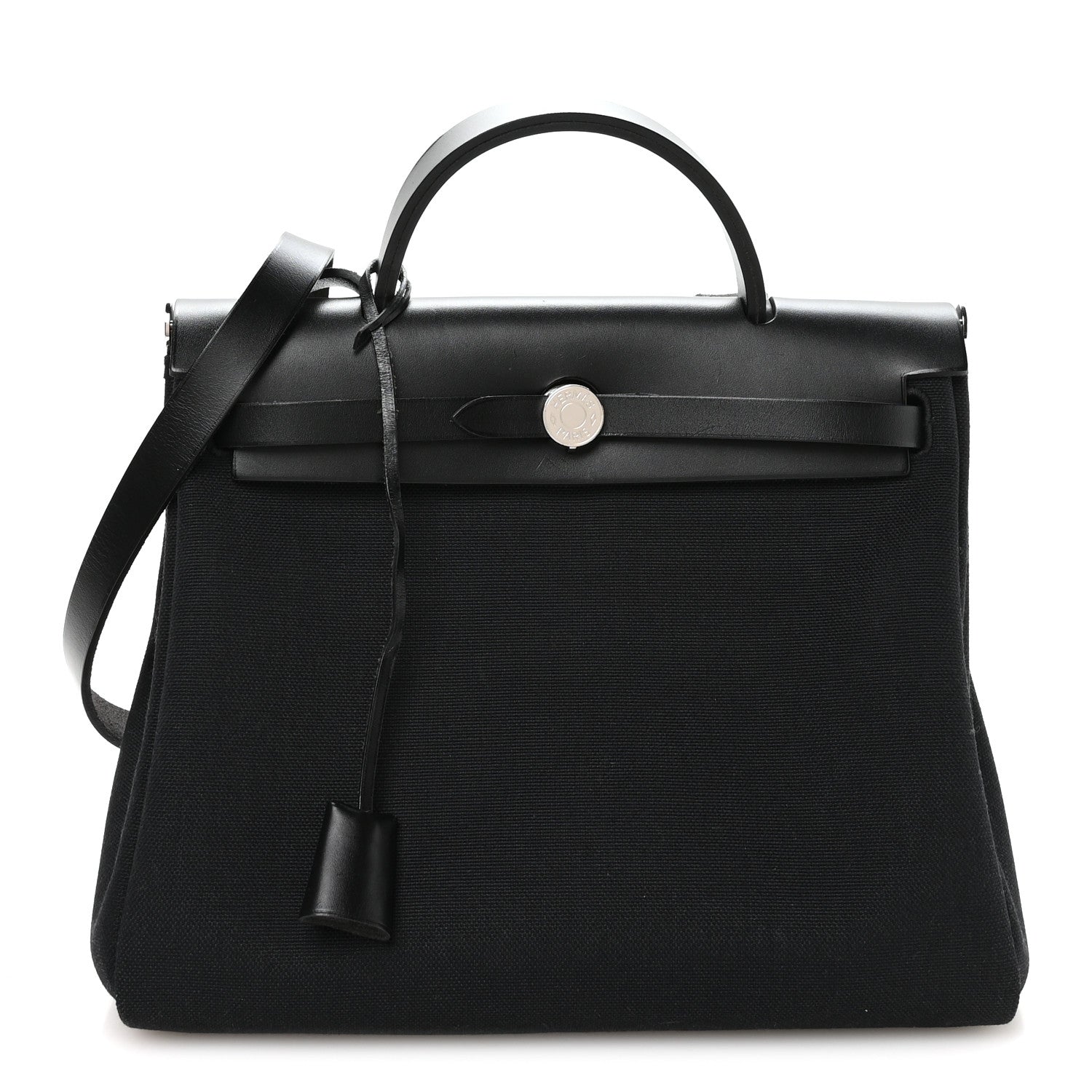 Hermes Military Toile Vache Hunter Herbag Zip Retourne 31 PM Black 1 of 11