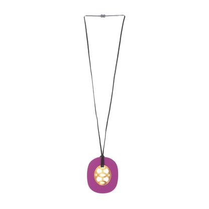 Hermes Buffalo Horn Lacquer Lift Necklace GM Magenta 3 of 6