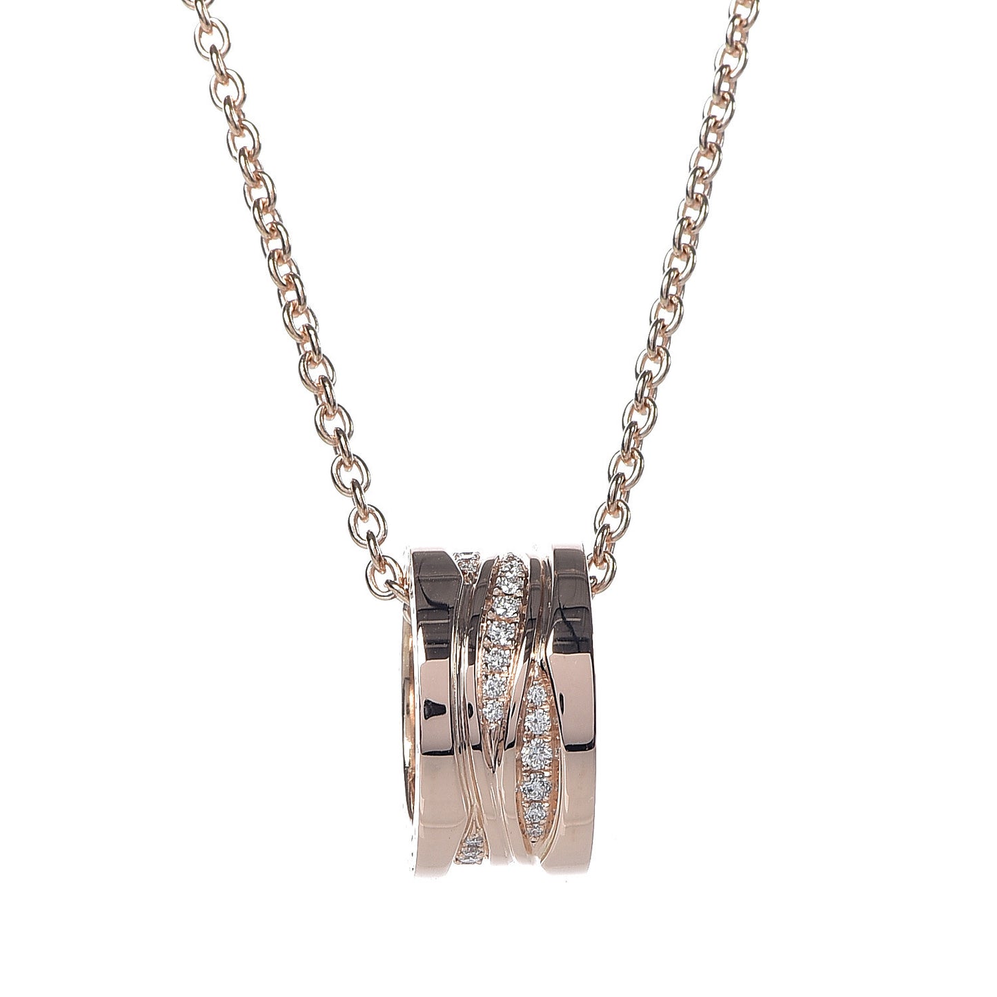 18K Rose Gold Diamond B.Zero1 Legend Pendant Necklace