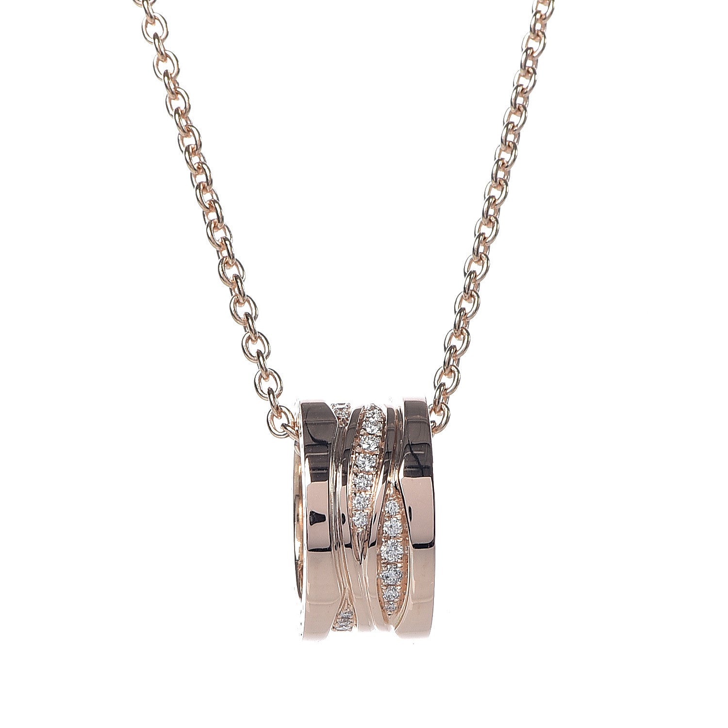 Bulgari 18K Rose Gold Diamond B.Zero1 Legend Pendant Necklace 4 of 8