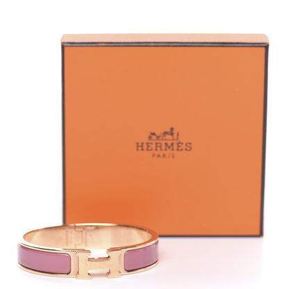 Hermes Enamel Narrow Clic Clac H Bracelet PM Rose Velours 6 of 6