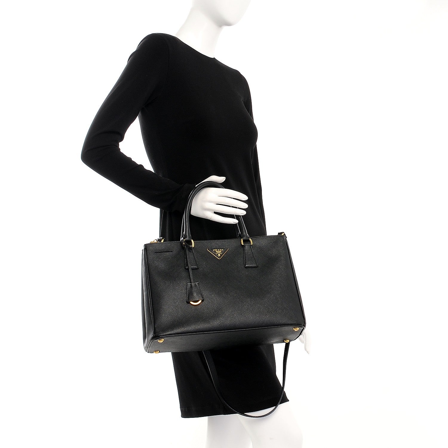 Prada Saffiano Medium Galleria Double Zip Tote Black 3 of 9