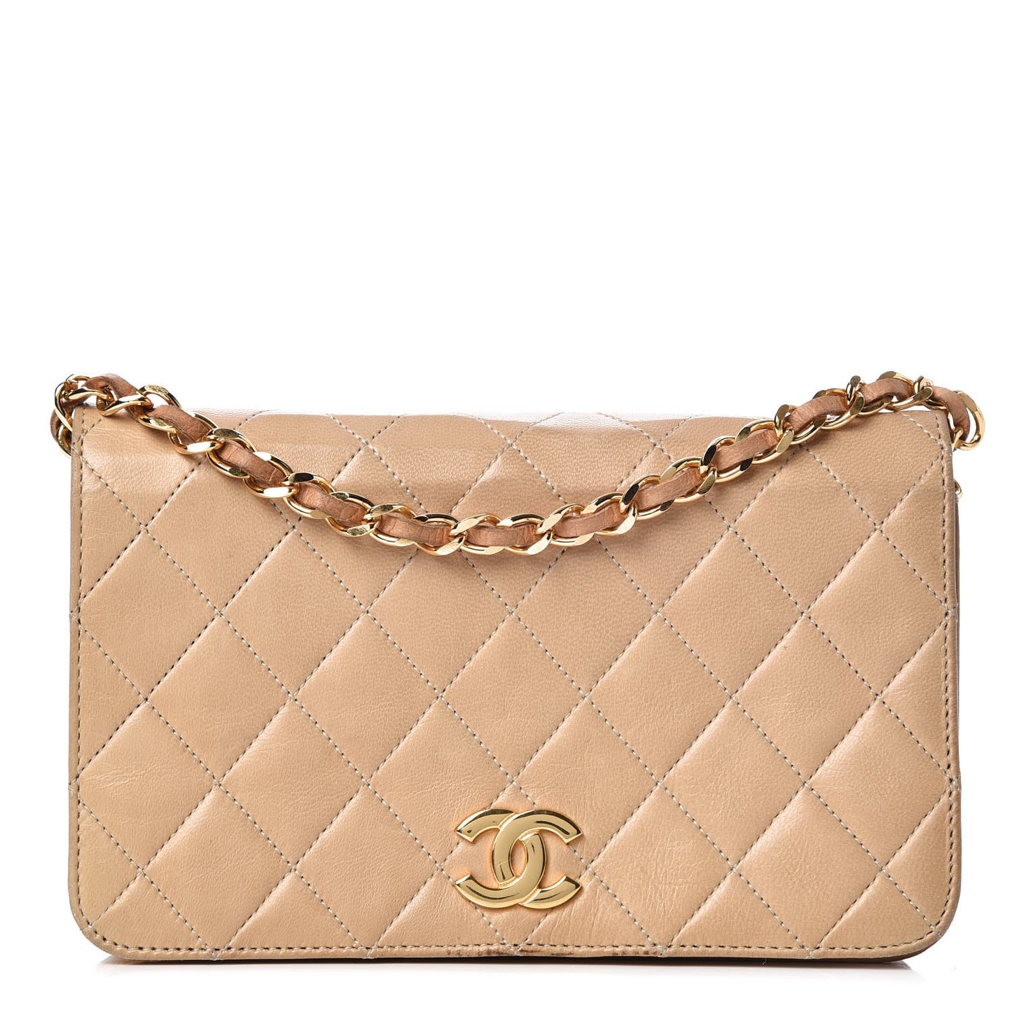 Lambskin Quilted Mini Flap Beige