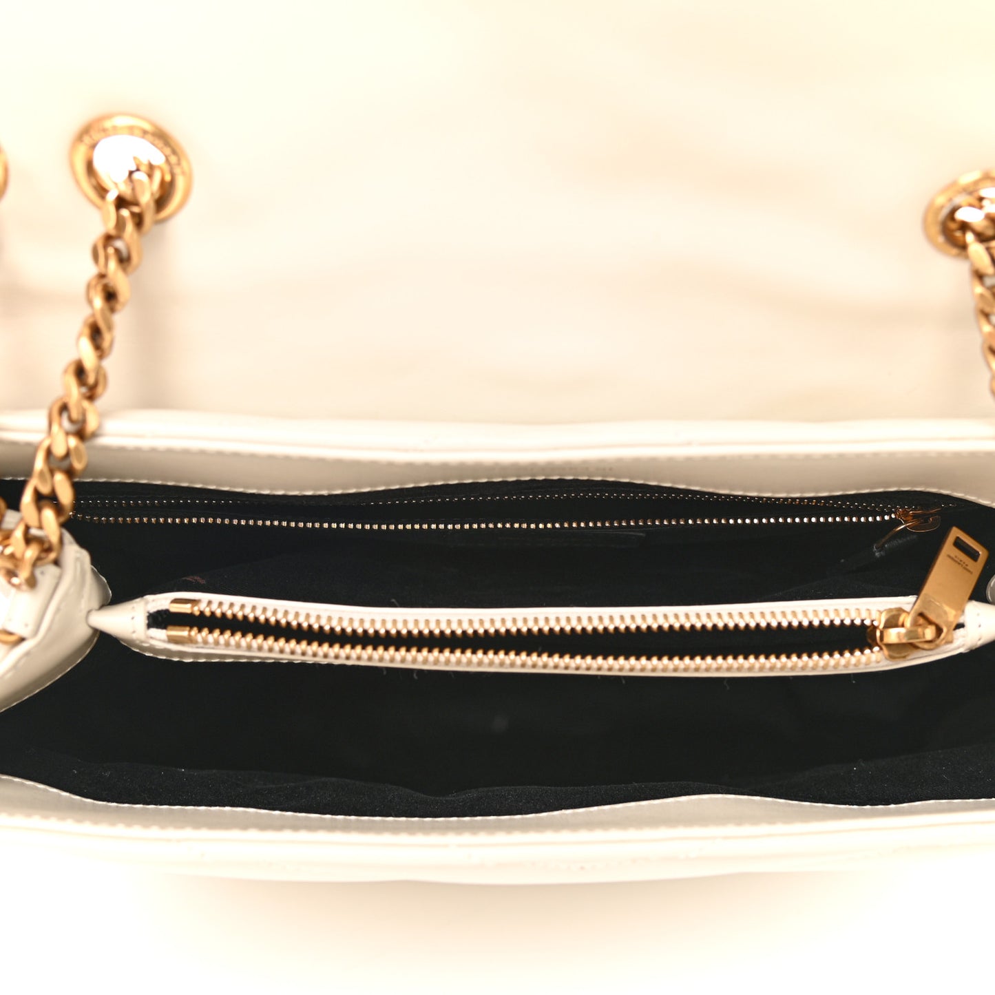 Calfskin Y Quilted Monogram Medium Loulou Chain Satchel Blanc Vintage