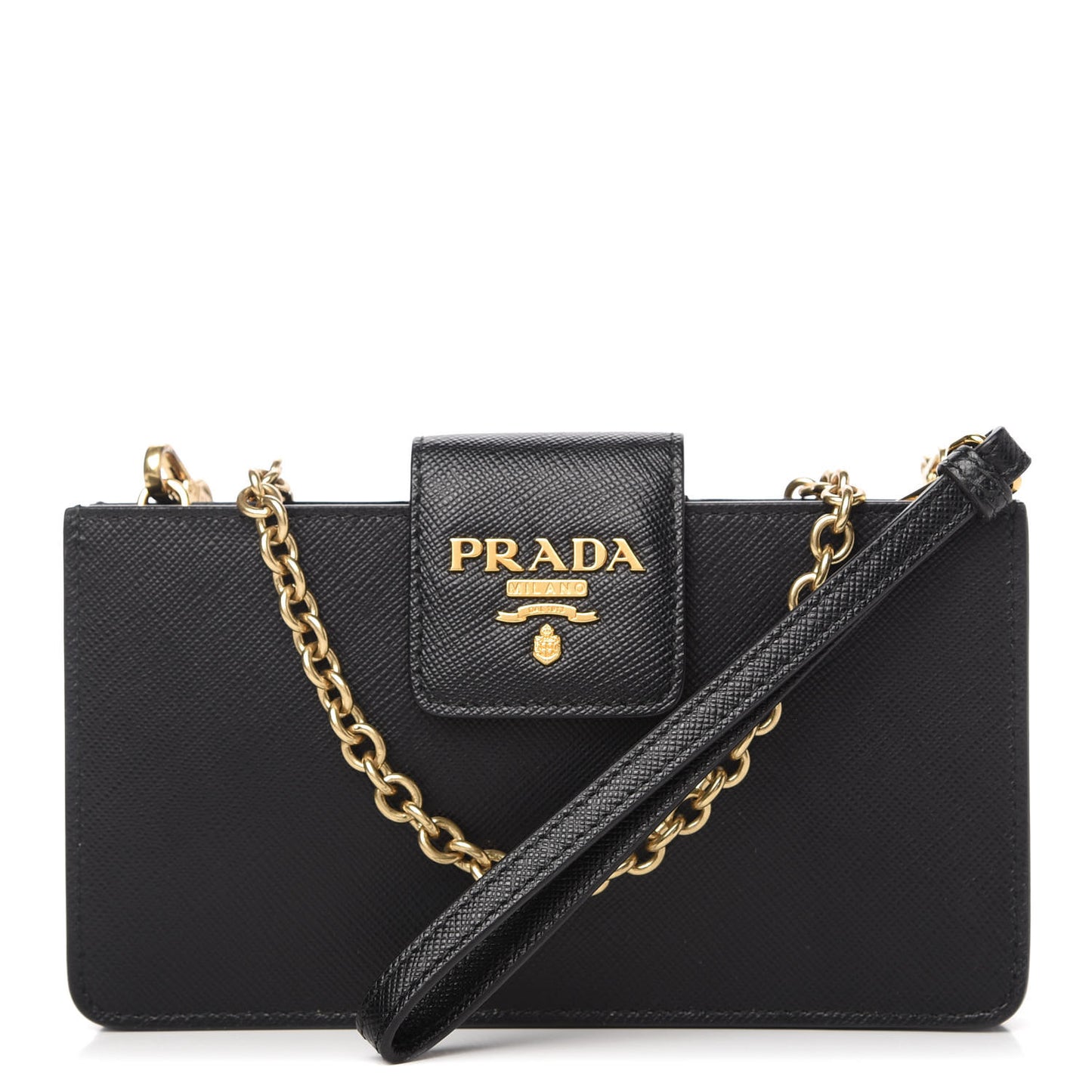 Saffiano Metal Mini Chain Wallet Black