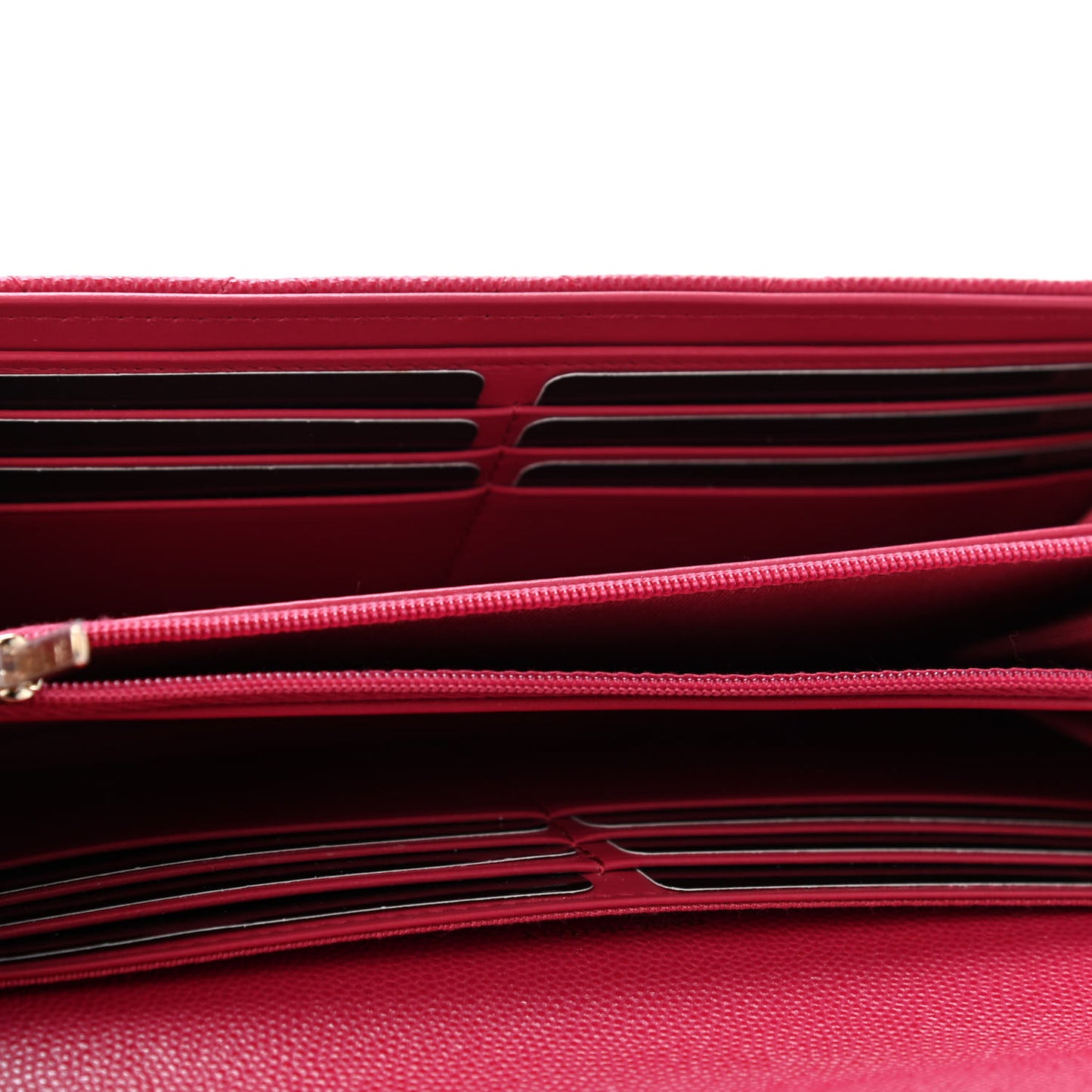 Caviar Quilted Long Flap Wallet Dark Pink
