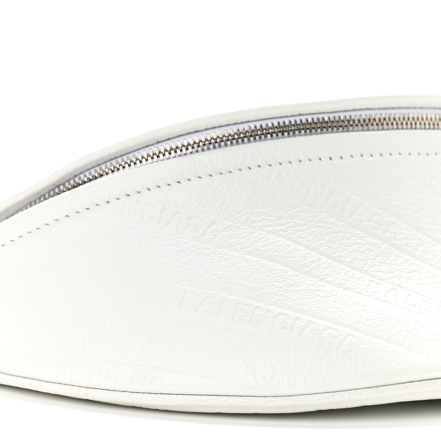 Shiny Goatskin Allover Logo Embossed XXS Souvenir Belt Bag White