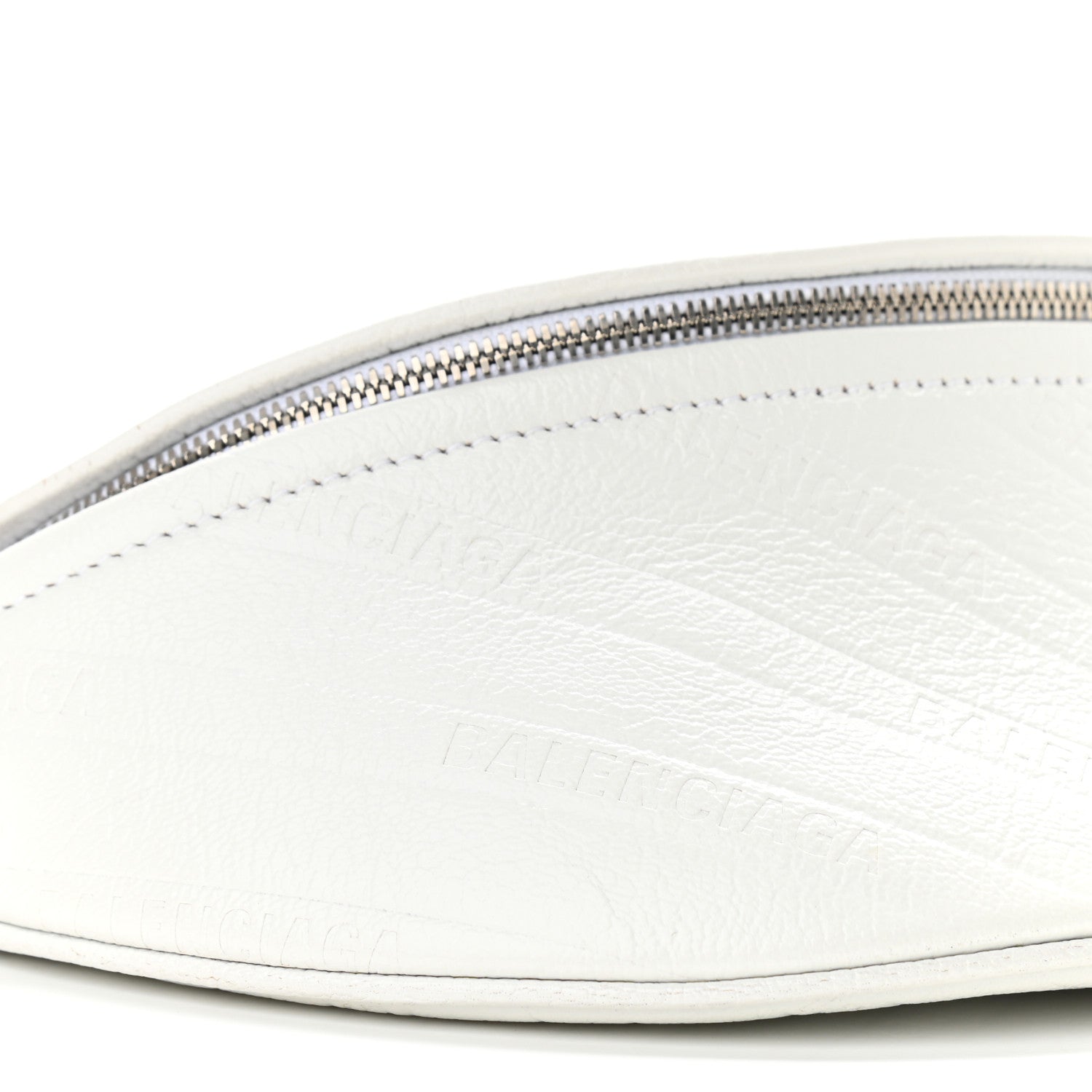 Balenciaga Shiny Goatskin Allover Logo Embossed XXS Souvenir Belt Bag White 6 of 9