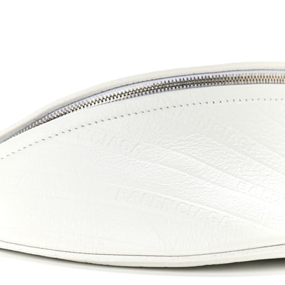 Balenciaga Shiny Goatskin Allover Logo Embossed XXS Souvenir Belt Bag White 6 of 9