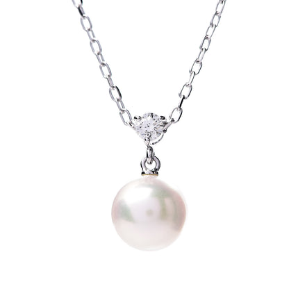 Mikimoto 18K White Gold Diamond Akoya Pearl 8mm Pendant Necklace 4 of 5