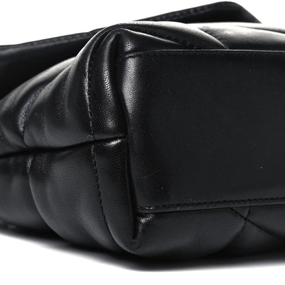 Saint Laurent Lambskin Quilted Toy Loulou Puffer Monogram Chain Satchel Black 8 of 9