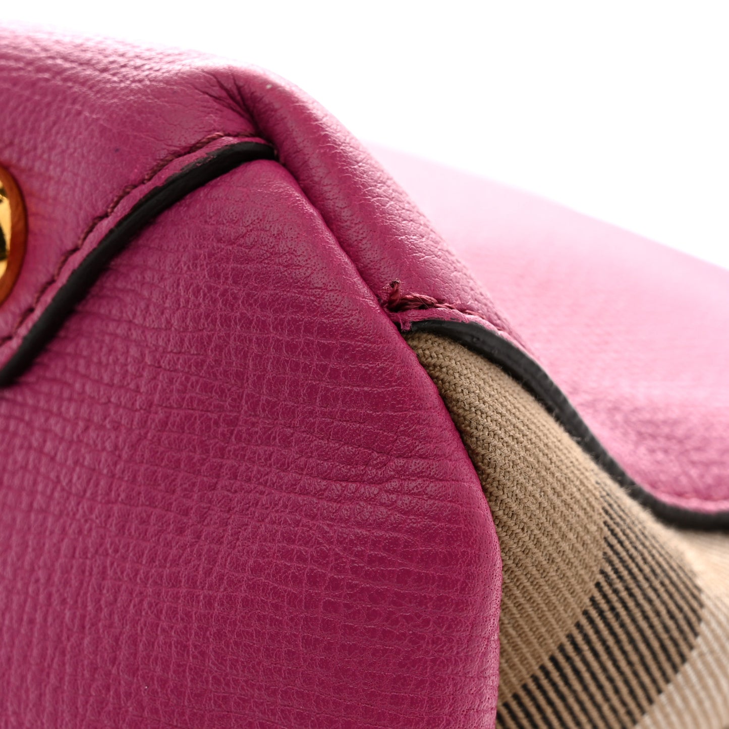 Grainy Calfskin House Check Medium Banner Tote Brilliant Fuchsia