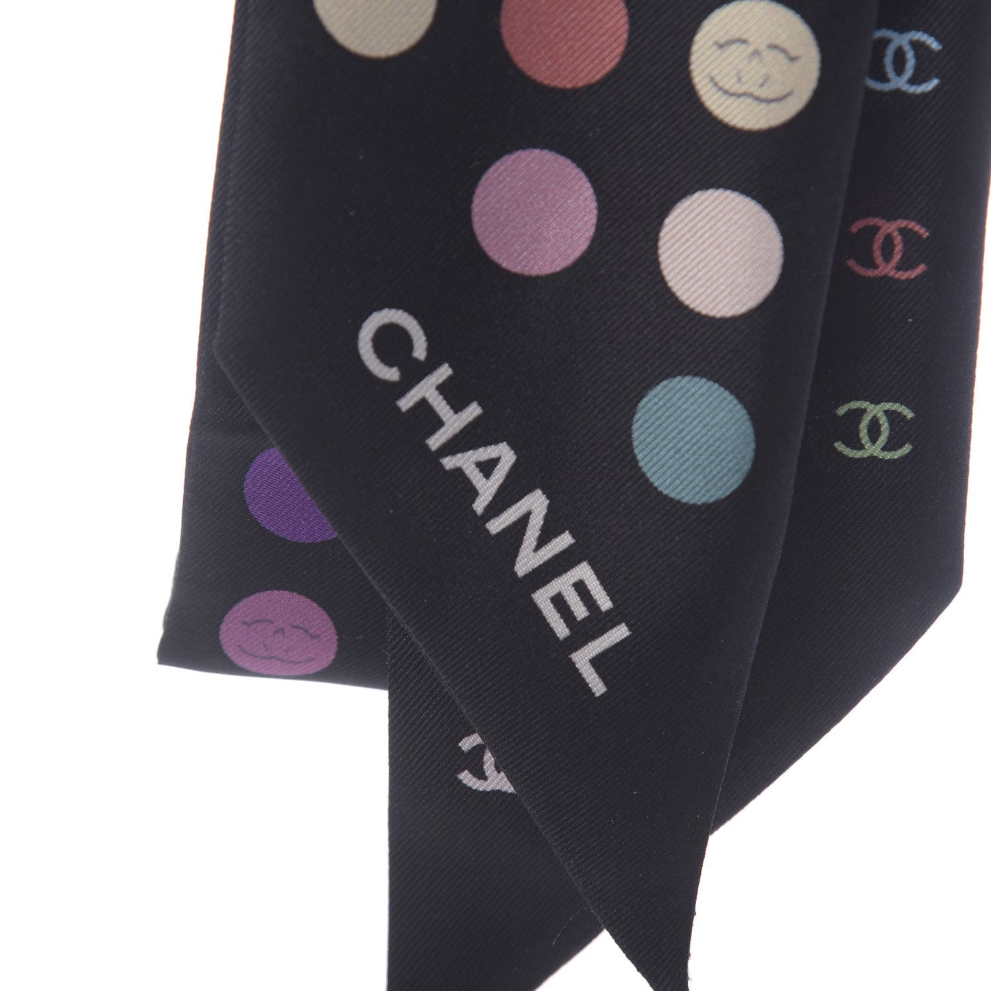 Silk Polka Dot CC Slim Bandeau Black Multicolor