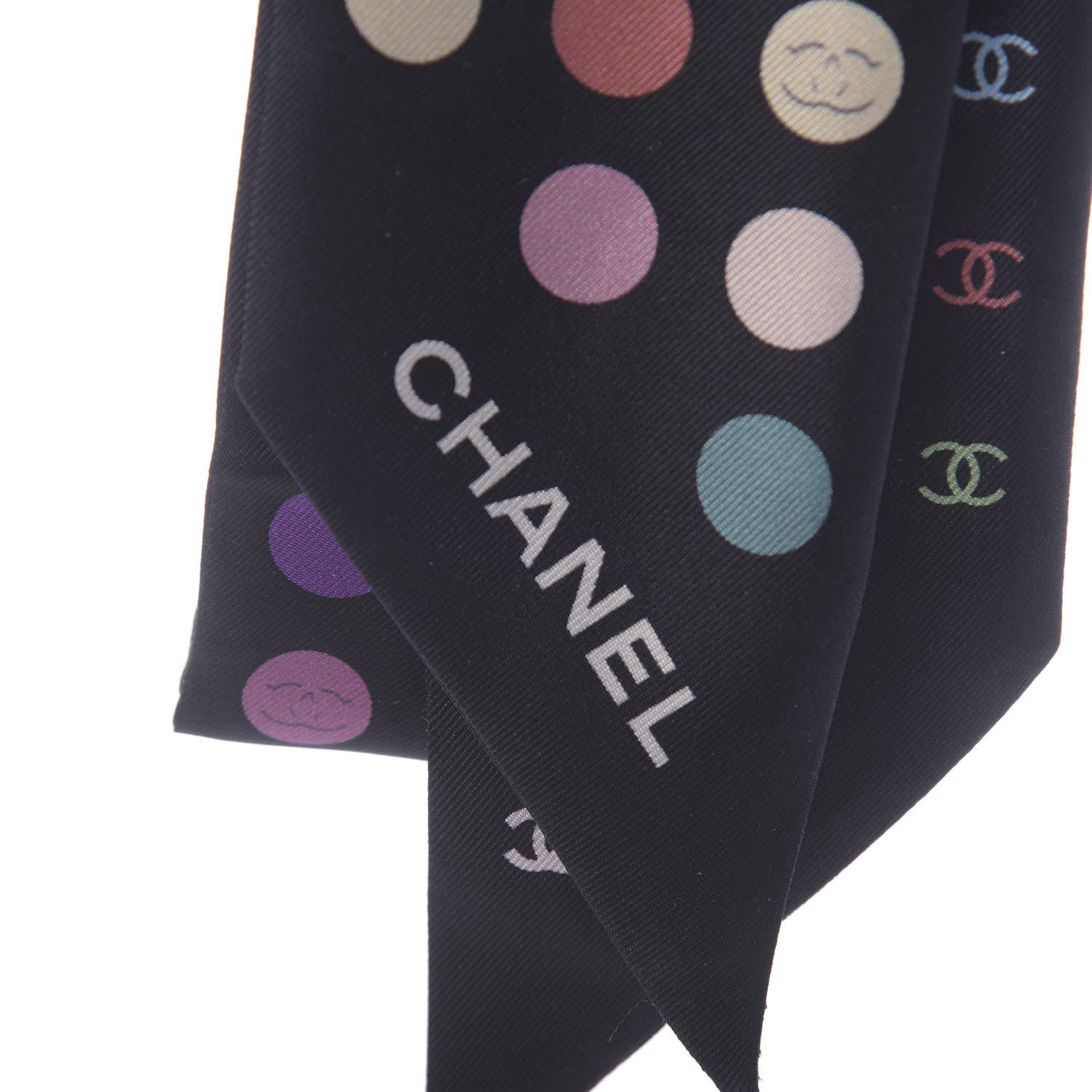 Chanel Silk Polka Dot CC Slim Bandeau Black Multicolor 2 of 4