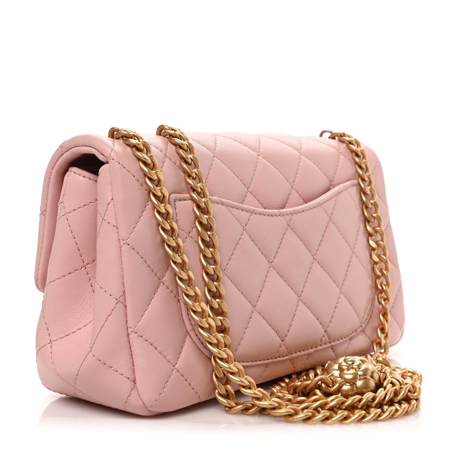 Chanel Lambskin Quilted Mini Rectangular Sweet Camellia Flap Light Pink 3 of 9