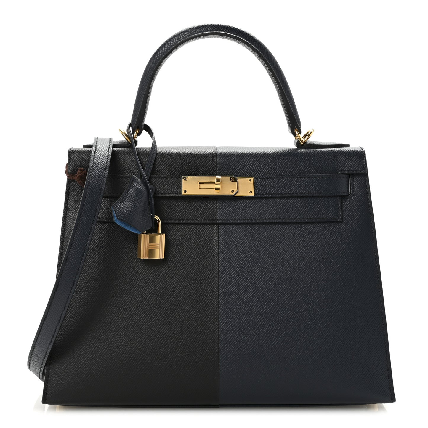 Epsom Casaque Kelly Sellier 28 Bleu Indigo Black Bleu Frida