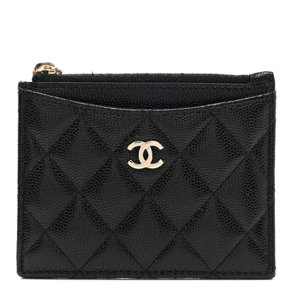 Chanel Caviar Quilted CC Zip Card Holder Black 1 of 8
