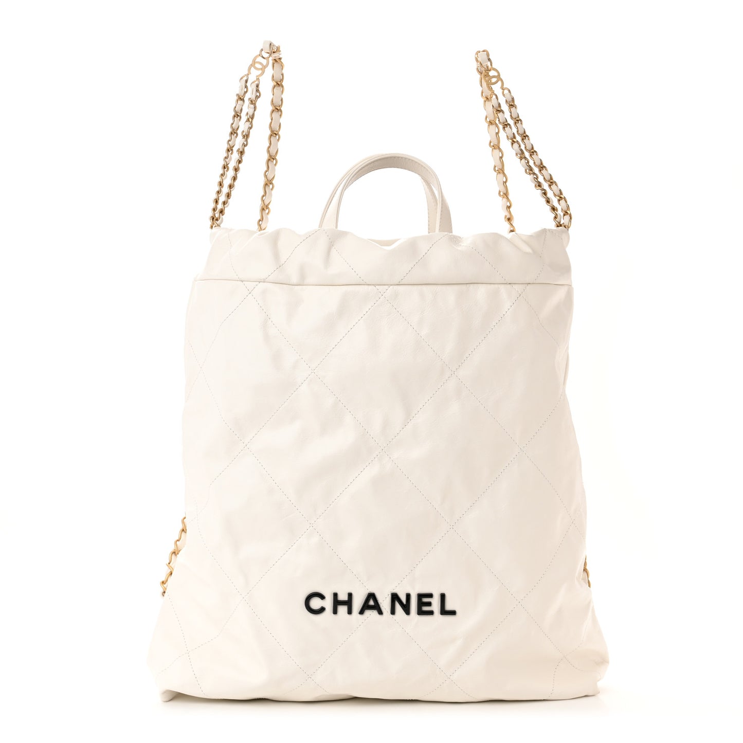 Calfskin Quilted Chanel 22 Backpack White Black