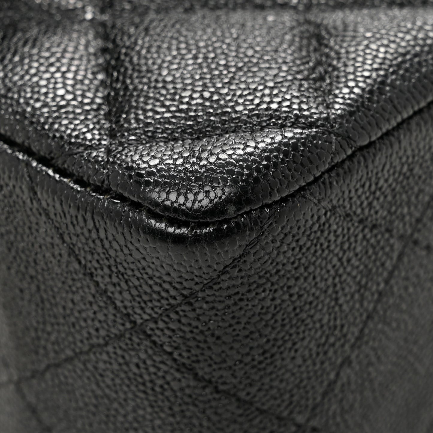 Caviar Quilted Mini Top Handle Rectangular Flap Black