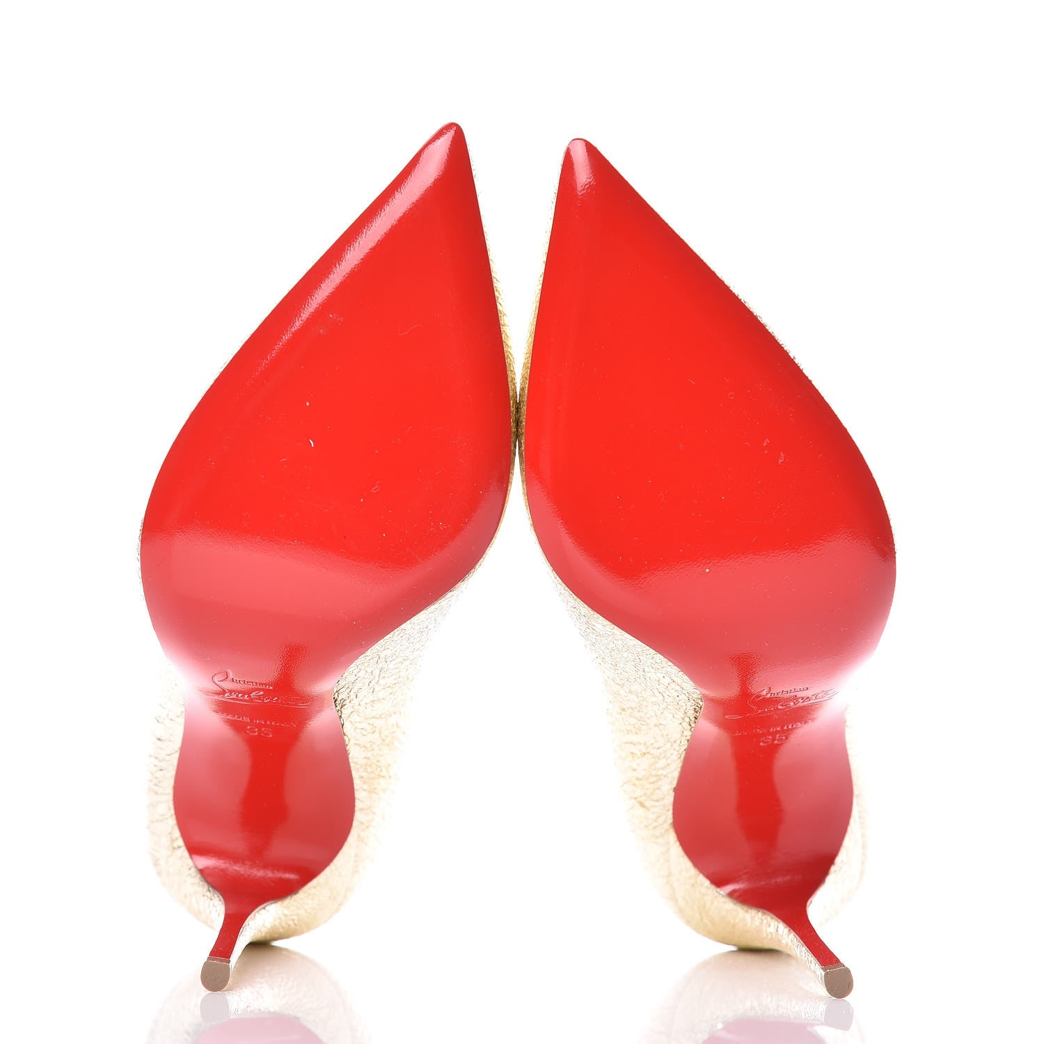 Christian Louboutin Metallic Crinkled Nappa Pigalle Follies 100 Pumps 35 Platine 5 of 7