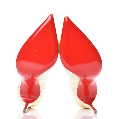 Christian Louboutin Metallic Crinkled Nappa Pigalle Follies 100 Pumps 35 Platine 5 of 7