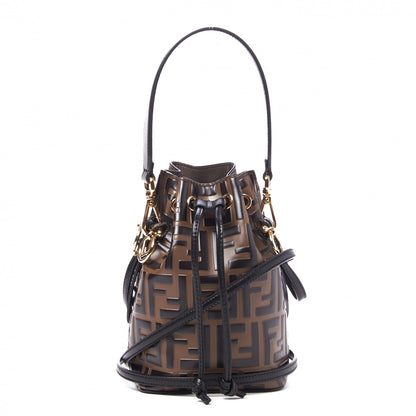 Fendi Vitello Liberty F is Fendi Bi-Color FF 1974 Embossed Mini Mon Tresor Bucket Bag Maya Black 1 of 7