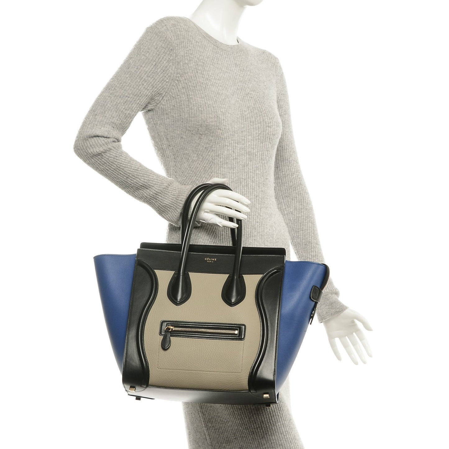 Elephant Calfskin Mini Tri-Color Luggage Beige