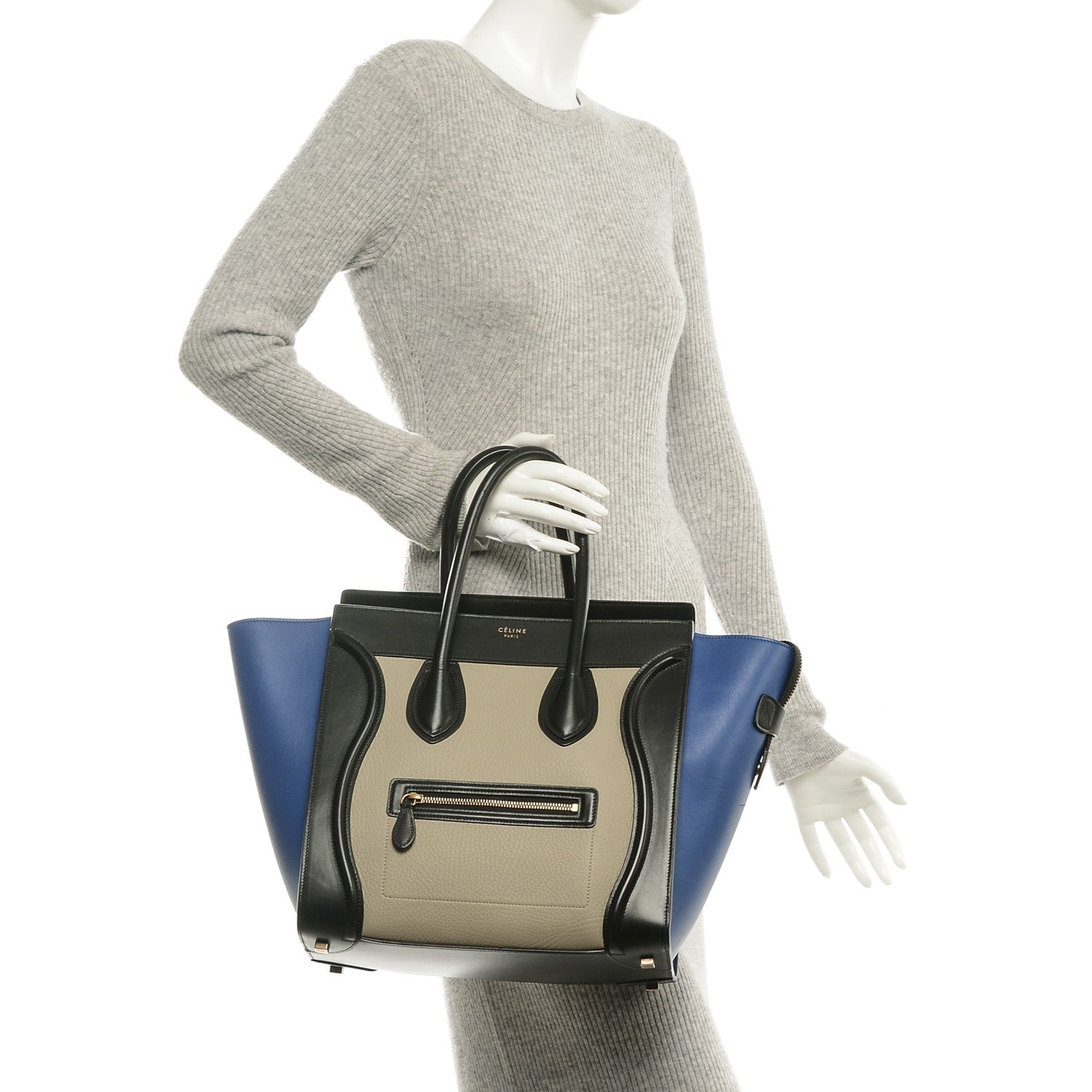 Celine Elephant Calfskin Mini Tri-Color Luggage Beige 2 of 6