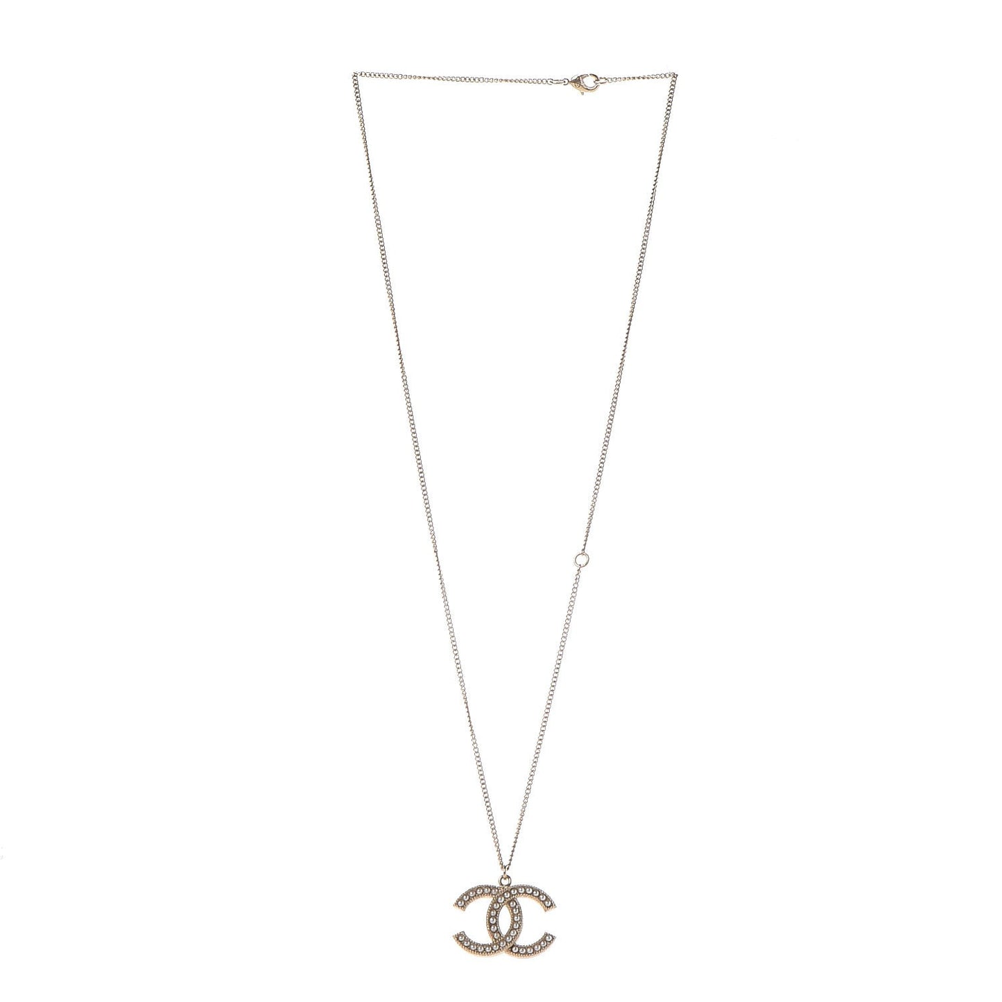 Pearl CC Pendant Necklace Gold