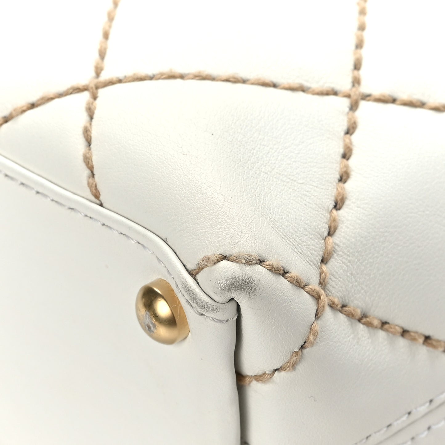 Calfskin Wild Stitch Tote White