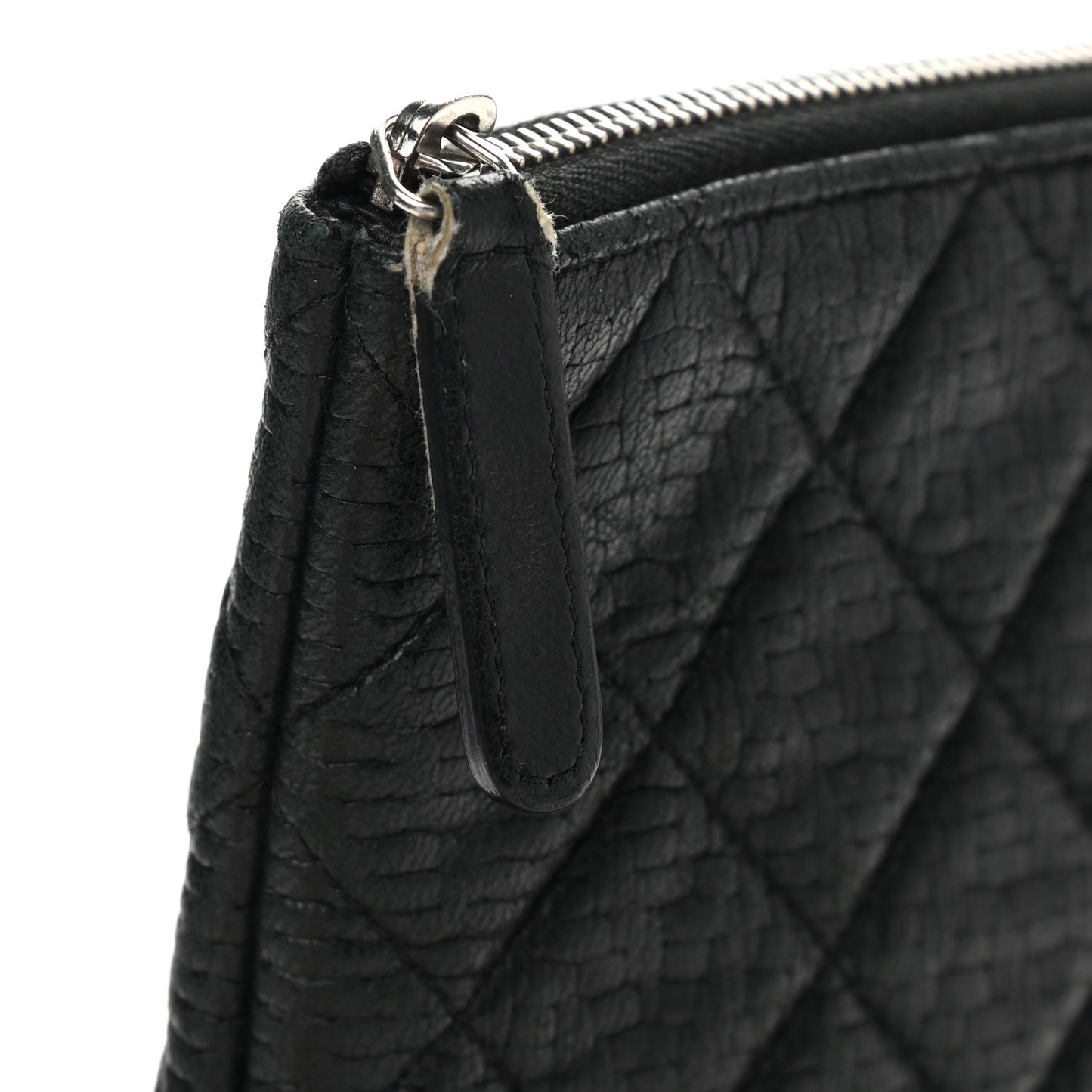 Woven Lambskin Quilted Medium Cosmetic Case Black