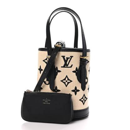 Louis Vuitton Cotton Calfskin Monogram Nano Bucket Bag Black 3 of 10