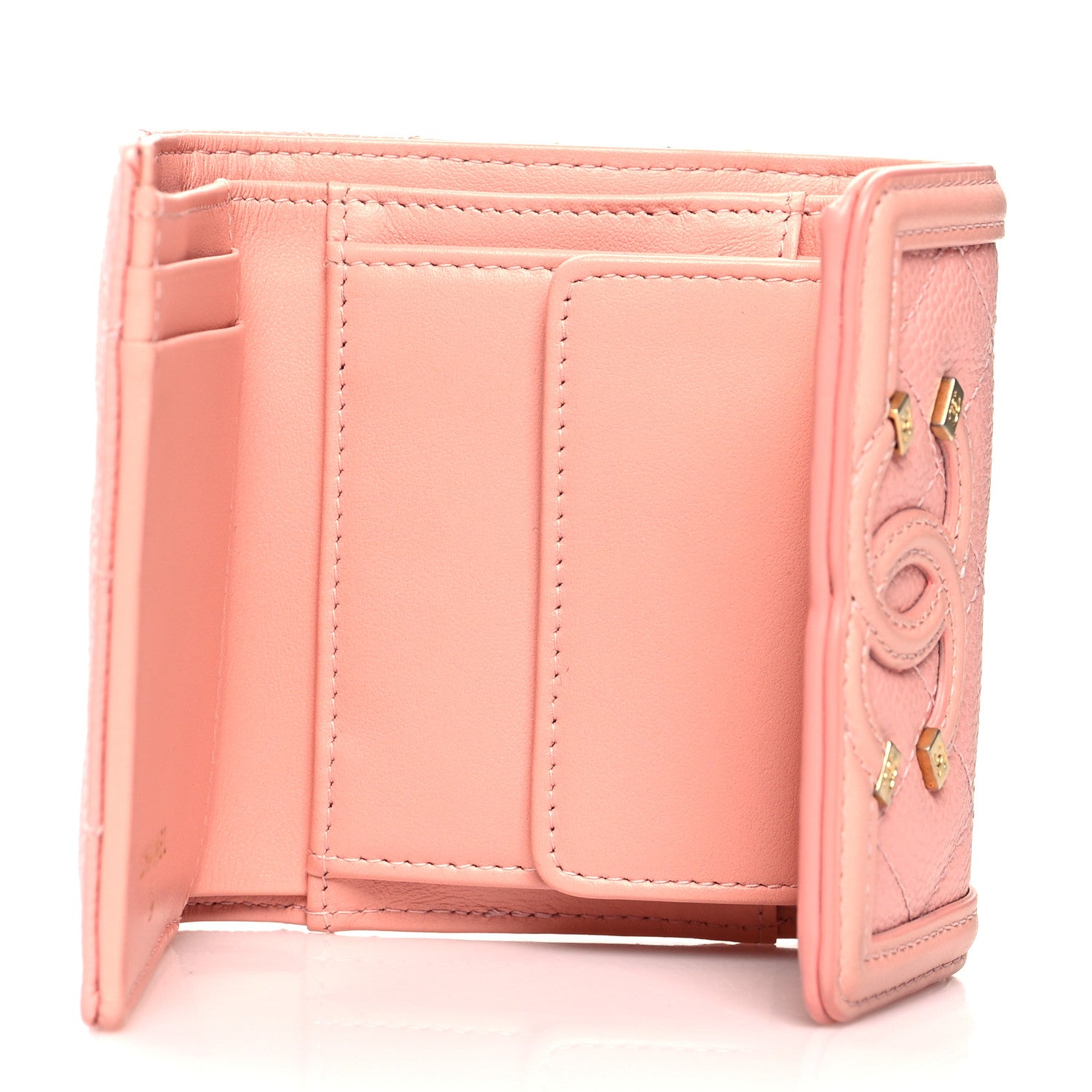 Chanel Caviar Quilted Medium Filigree Flap Wallet Pink 5 of 9