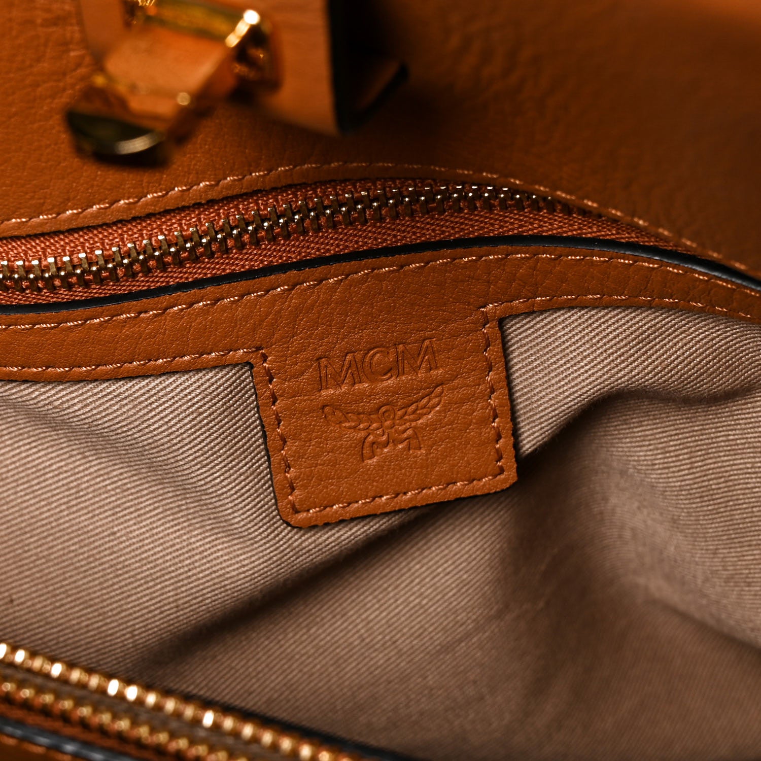 MCM Visetos Large Essential Tote Cognac 5 of 8