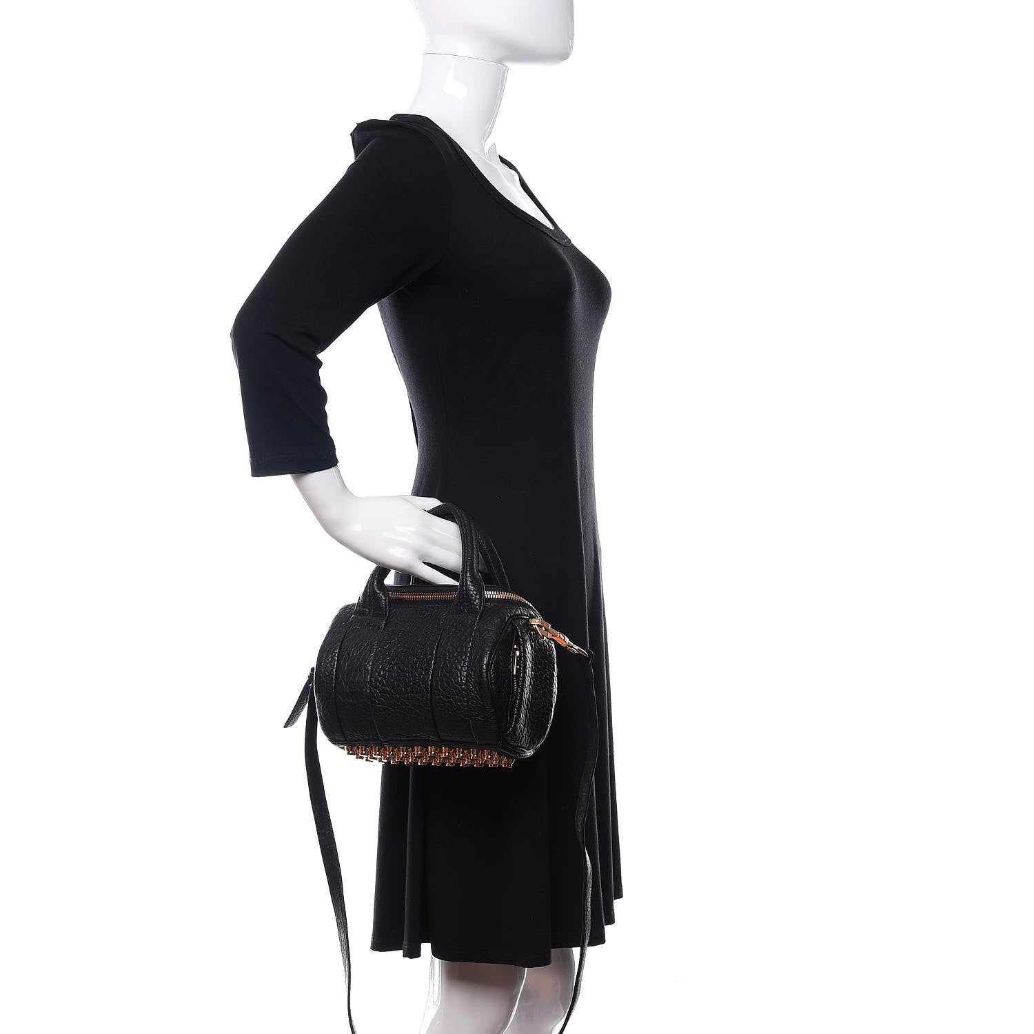Alexander Wang Pebbled Lambskin Mini Rockie Black Rose Gold Hardware 3 of 9