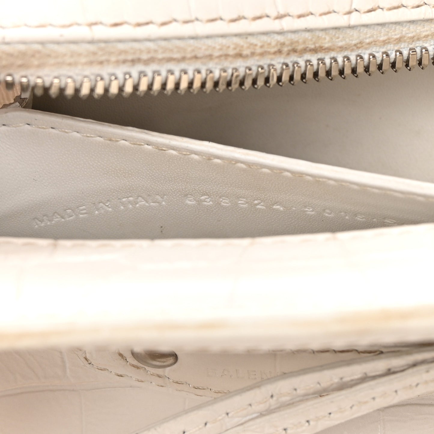 Extra Supple Calfskin Crocodile Embossed Neo Classic Silver Hardware Mini City White