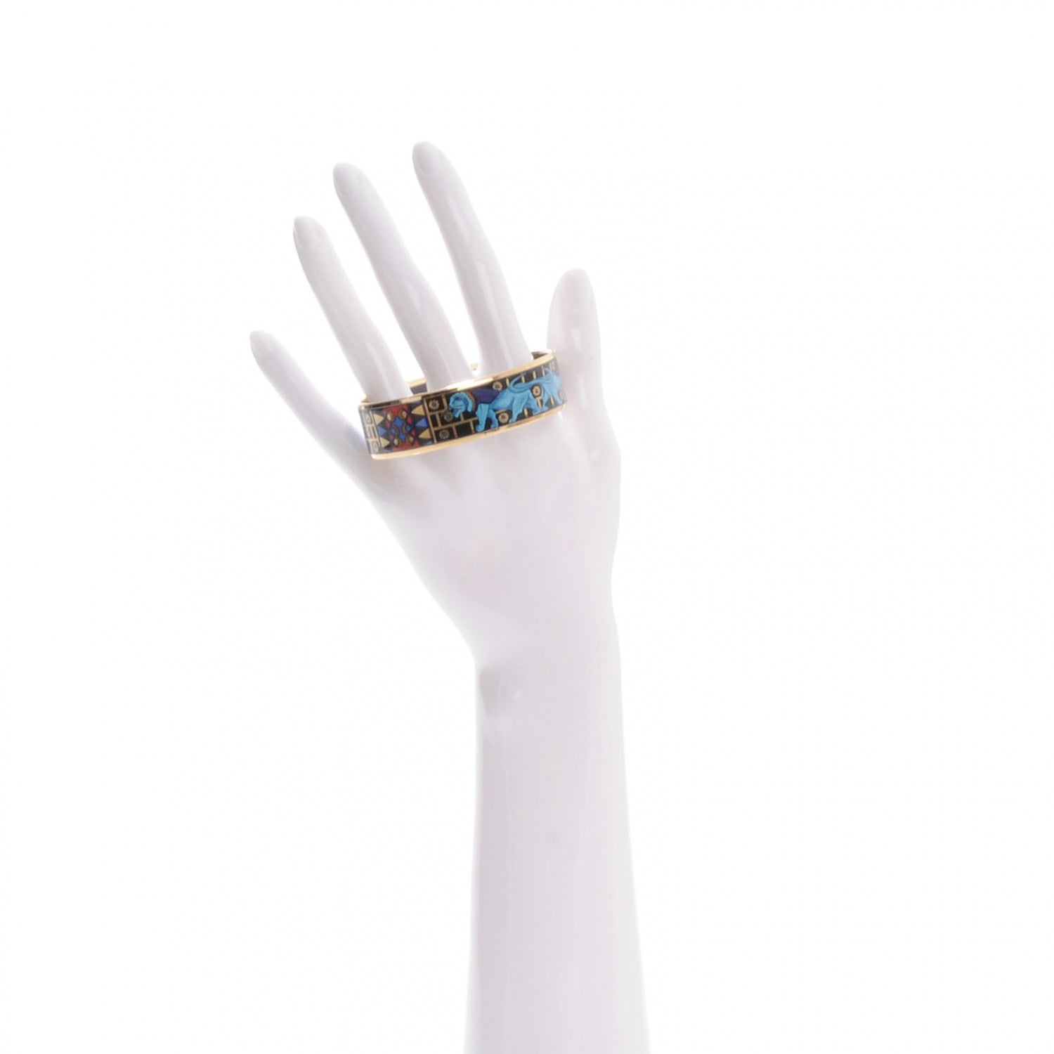 Hermes Enamel Printed Lion Wide Bracelet 65 2 of 6